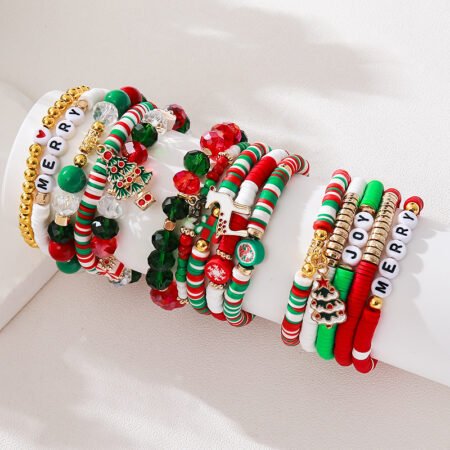 Christmas contrasting soft ceramic bead bracelet