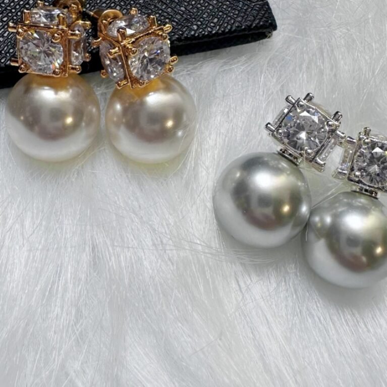 Pearl diamond earrings