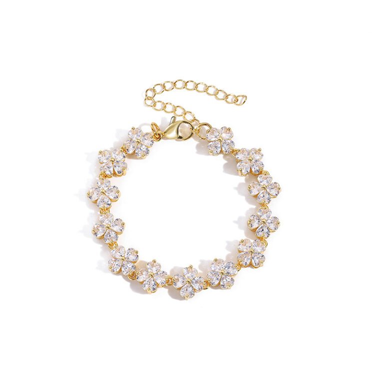 Flower inlaid zircon sparkling bracelet