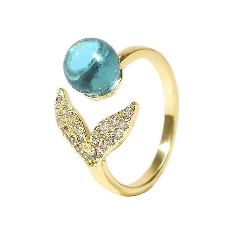 Mermaid Tail foam Blue Crystal Ring