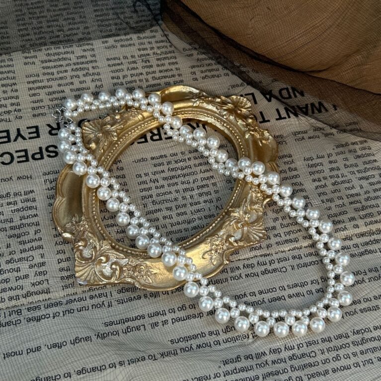Hand-woven pearl necklace