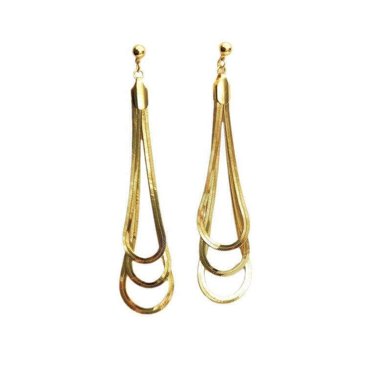 Geometric metal multi-layer water droplet long earrings